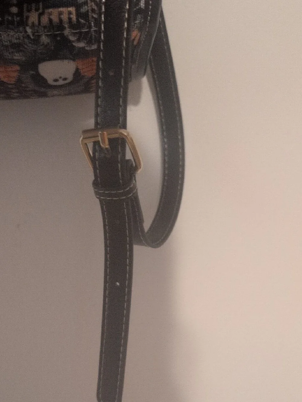 Whimsical Ghost Print Top-Handle Shoulder Bag in Black and Orange